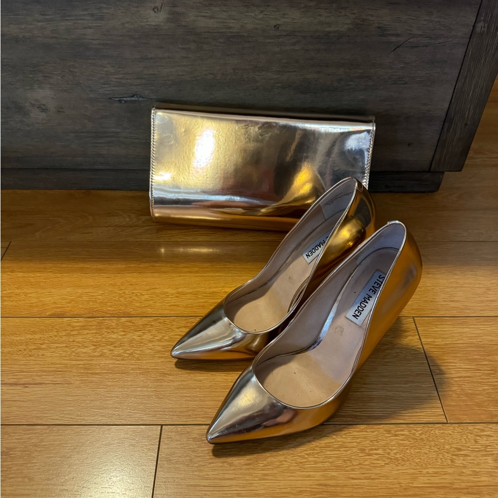 Bronze Clutch and matching Steve Madden Heels